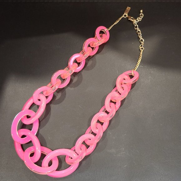 INC International Concepts Jewelry - INC Neon Pink and Clear Acrylic Chain Link Necklace EUC